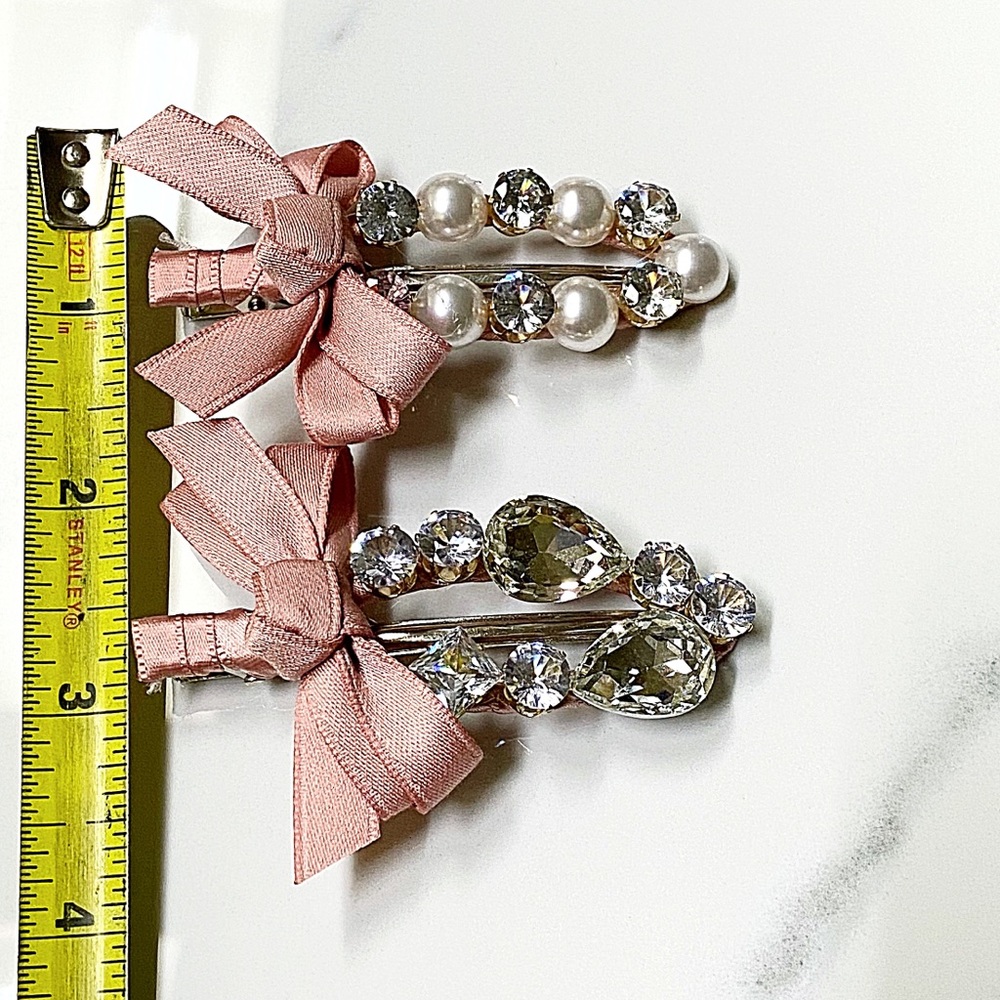 Just In🎉2pcs Handmade Ribbon Rhinestone Hairpins - Picture 5 of 6